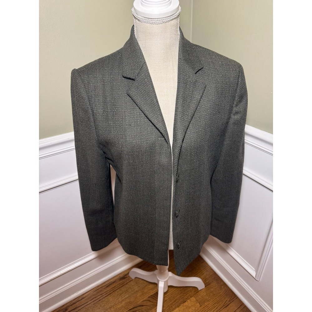 Valerie Stevens Petites Gray 100% Pure New Wool 4 Button Blazer Jacket 10P